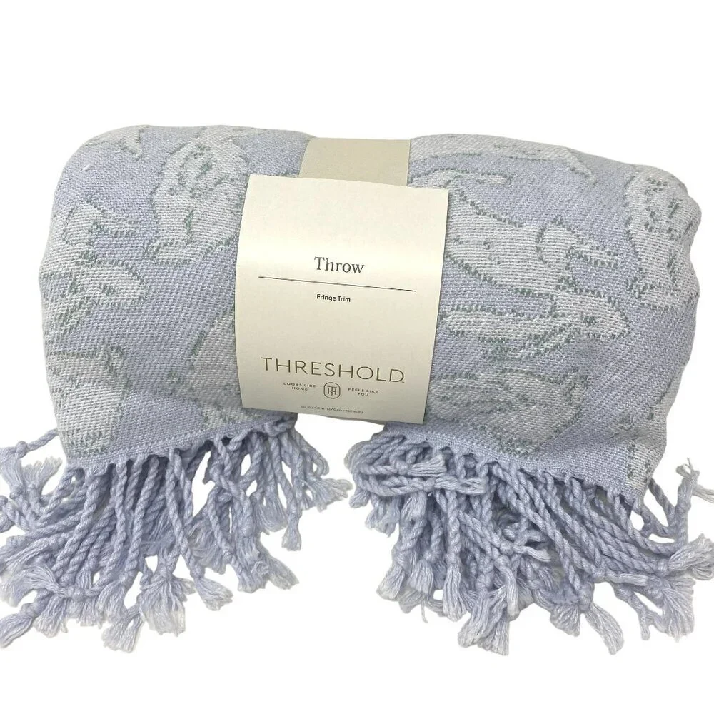 Target Woven Jacquard Bunny Easter Throw Blanket Blue Threshold™